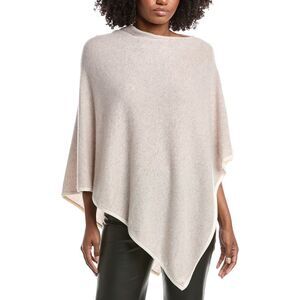 Forte Cashmere Contrast Trim Cashmere Poncho, Beige